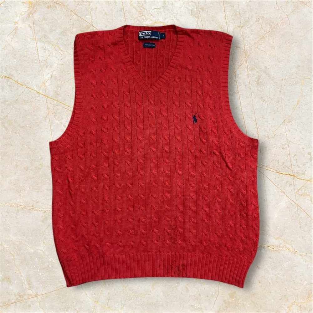 Vintage Polo Ralph Lauren Red V-Neck Sweater Vest